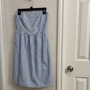 Old Navy Blue & White Strapless Seersucker Sundress
